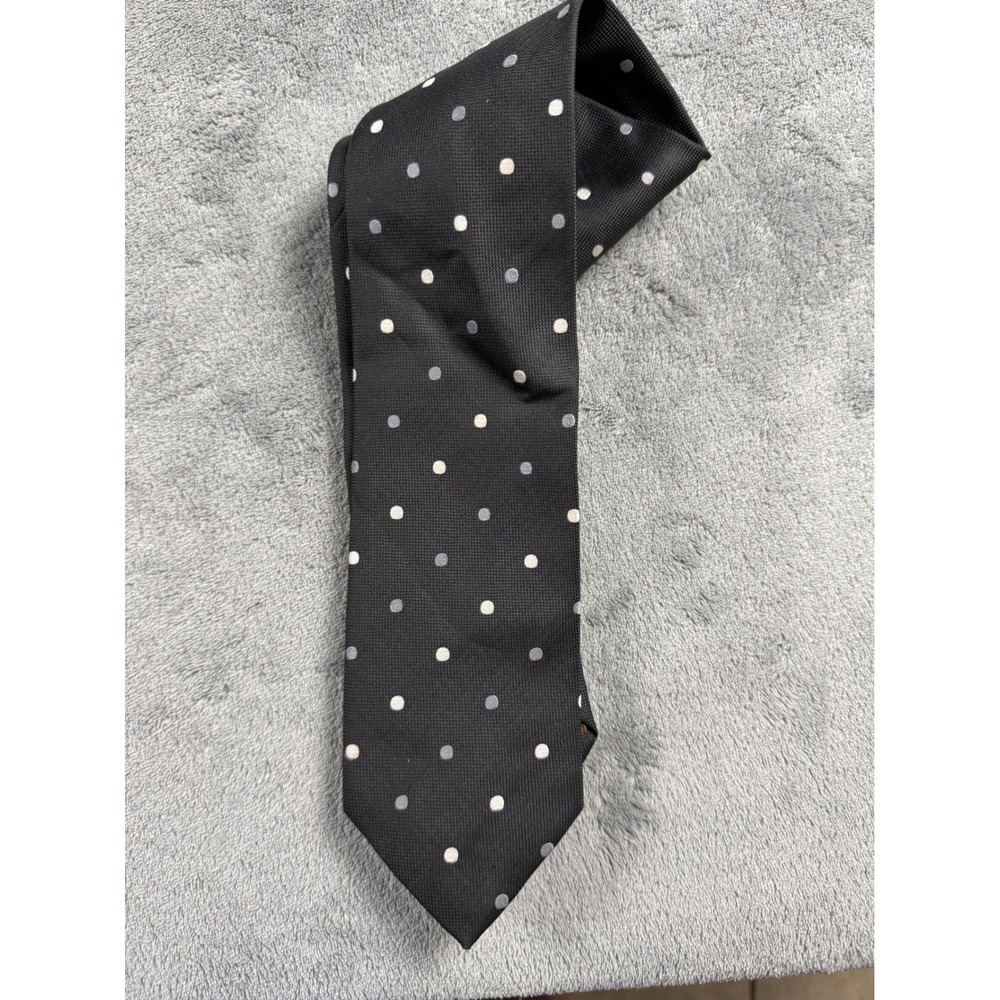 Satya Paul Samsaar Mens Black Polka Dot Polyester Necktie Kibass Lining
